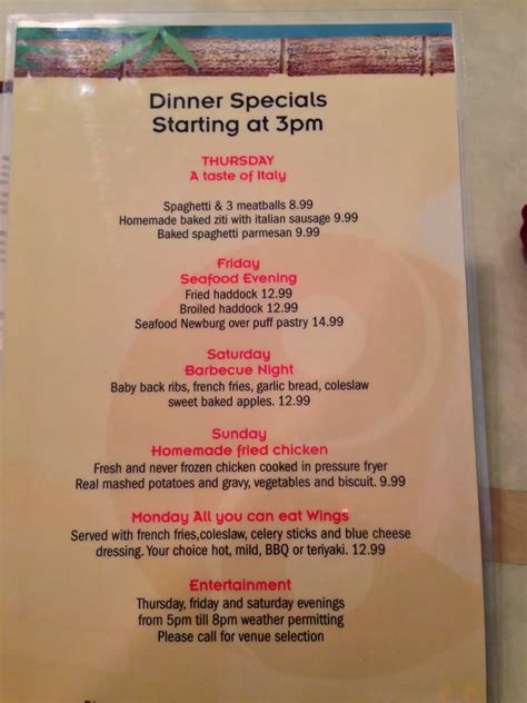 Menu at Mallory Hill Country Club Restaurant, The Villages