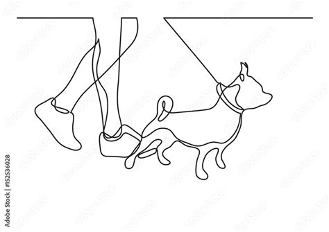 walking a dog - continuous line drawing Stock Vector | Adobe Stock