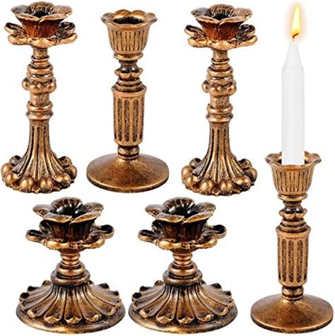 Amazon.com: 6 Pcs Vintage Candlestick Holders Taper Resin Candle Holder ...