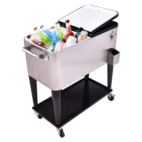 Giantex 80 Quart Patio Cooler Rolling Cooler Ice Chest with Shelf, Wheels and Bottle Opener ...