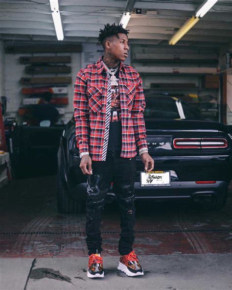 YoungBoy NBA ft. Off-White Flannel, Amiri Jeans, Versace Sneakers ...