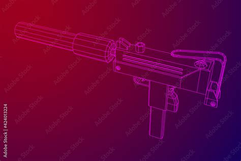 Submachine gun modern firearms pistol with silencer Stock Vector | Adobe Stock