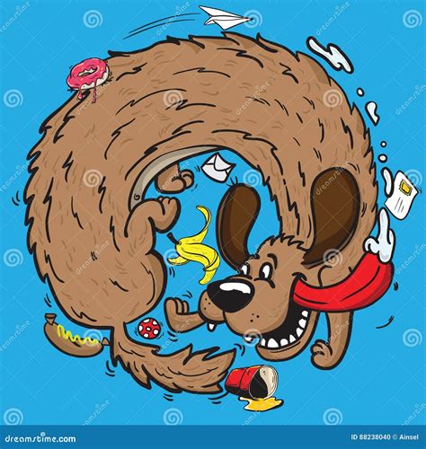 Dog Chasing Tail Cartoon Illustration | CartoonDealer.com #37156010