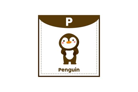 Penguin Animal Square Flashcard Graphic by eddecreatives · Creative Fabrica