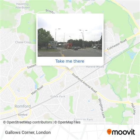 How to get to Gallows Corner in Harold Wood by bus, train or Tube?