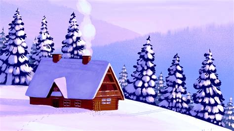 Download wallpaper 3840x2160 hut, forest, snow, art 4k uhd 16:9 hd background