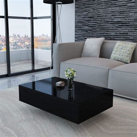 Amazon.com: Canditree Modern Rectangular Coffee Table, High Gloss Black ...