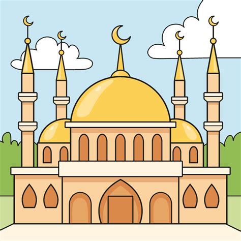 How to Draw a Mosque - Really Easy Drawing Tutorial