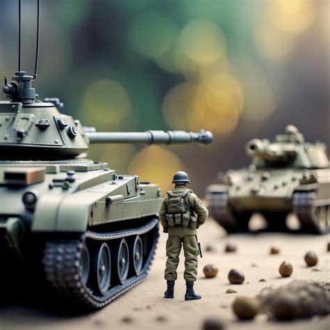 Premium AI Image | Diorama of toy soldier and a tank