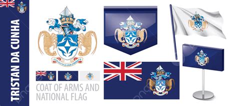 Vector Set Of The Coat Of Arms And National Flag Of Tristan Da Cunha ...