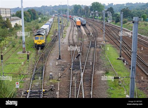 Rail freight marshaling yard Stock Photo - Alamy