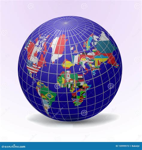 Flags Globe with World Map stock vector. Illustration of concept - 15999973