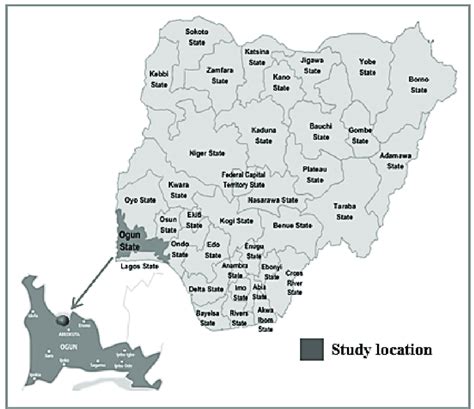 Map showing the study location in Abeokuta, Ogun State, South-western ...