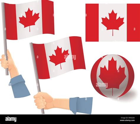 Canada flag in hand set. Ball flag. National flag of Canada vector illustration Stock Vector ...