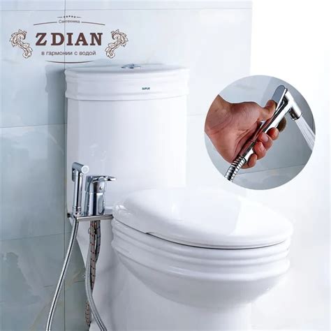 New Solid Brass Chrome Handheld Bidet Toilet Portable Bidet Shower Set With Hot and Cold Water ...