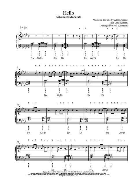 Hello by Adele Sheet Music & Lesson | Advanced Level