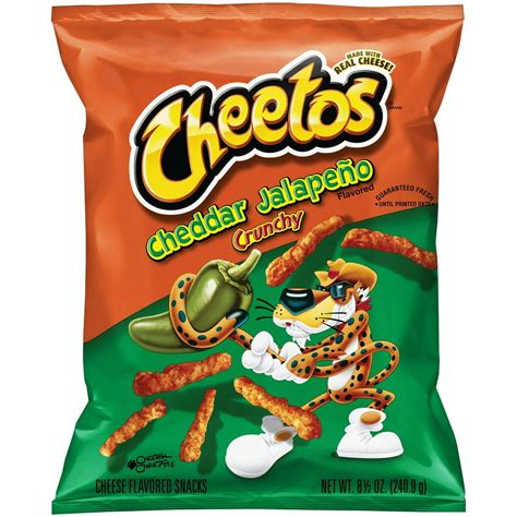 Cheetos Crunchy Cheddar Jalapeno Cheese Flavored Snacks, 8.5 oz Bag ...