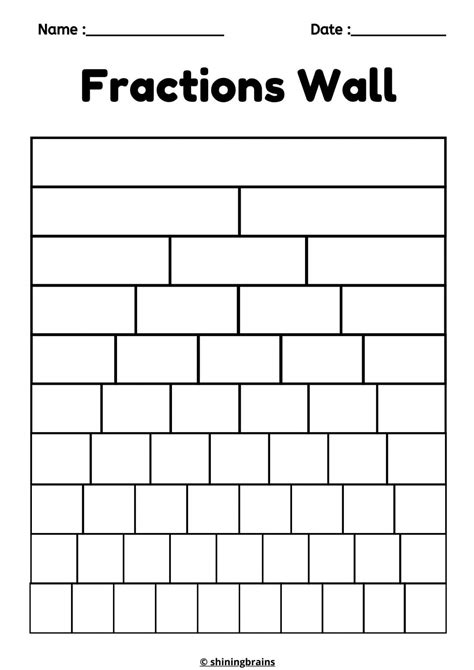 Fraction Wall Printable - FREE Blank Fraction Wall Sheets- Shining Brains