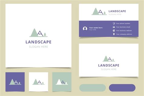 Premium Vector | Landscape logo design with editable slogan branding ...