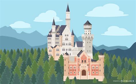 Neuschwanstein Castle Illustration Design Vector Download