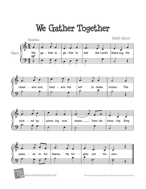 Hymn-We Gather Together Sheet Music pdf, - Free Score Download ★