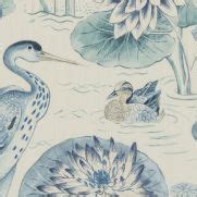 Ellingham Blue Fabric | Bird Design Fabric