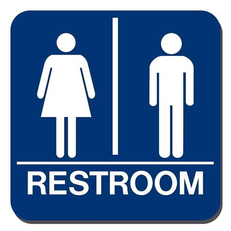 Lynch Sign 8 in. x 8 in. Blue Plastic with Braille Restroom Sign UNI-18 ...