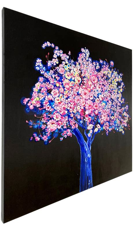 Anastasia Gklava - "Blue Moon Tree", Bright and colorful painting with ...