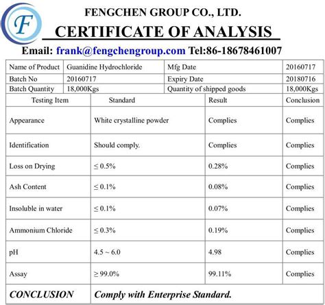 Guanidine Hydrochloride Or Guanidine Hcl CAS 50-01-1 Manufacturers and Suppliers - Price - Fengchen