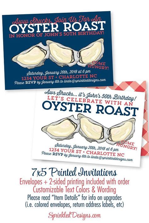 Oyster Roast Dinner Party Invitation - Seafood Party - Custom Oyster-themed Birthday Party ...