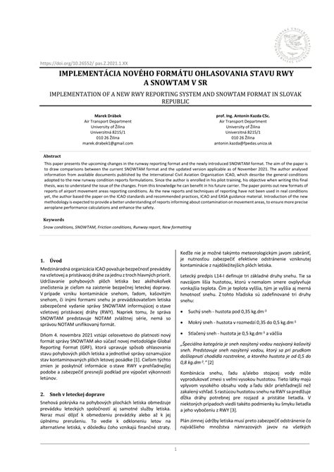 (PDF) Implementation of a new RWY reporting system and snowtam format ...