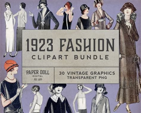 Vintage Fashion Clipart 1920s Clipart Vintage Fashion Art Doll Scrapbooking Journal Cardmaking ...