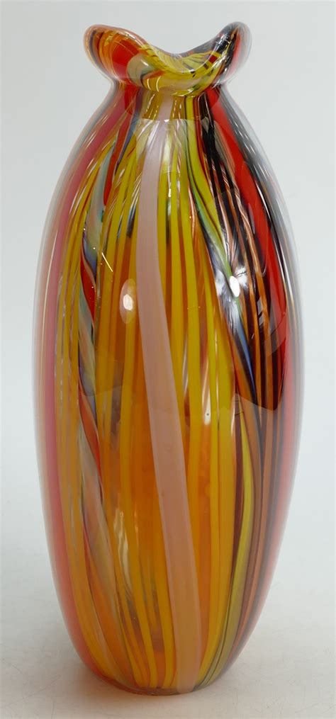 Mid century Murano type glass vase: Pontil mark noted to base, height 27cm.