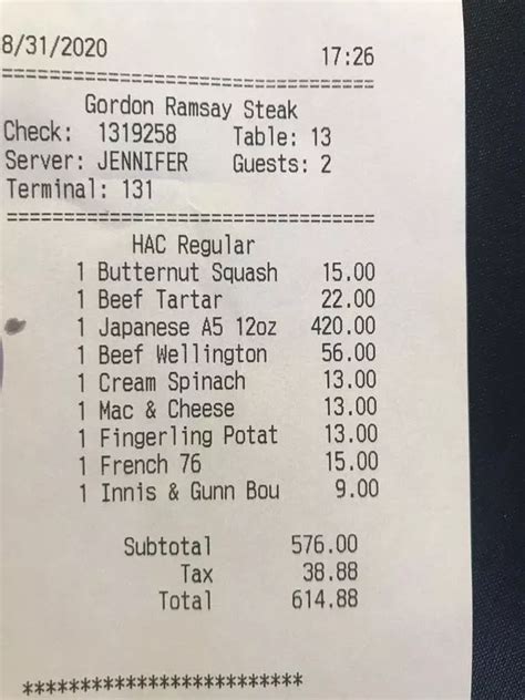 Gordon Ramsay restaurant diner who 'didn't read the menu carefully' hit with huge bill ...