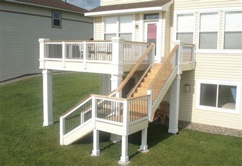 Second Story Deck Stairs Ideas, deck stair designs second floor ... | Deck steps, Building a ...