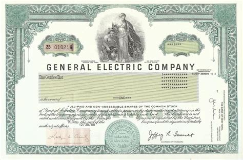 General Electric Stock Certificate