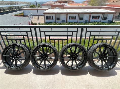 FS: 22" Vossen HF-3 Hybrid Forged Satin Black Staggered Wheels 22x9 and 22x10.5 for Model S ...