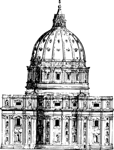 Back View of St. Peter Rome dome vintage engraving. 36170552 Vector Art ...