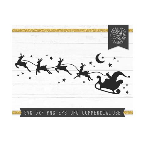 Santa Sleigh SVG, Reindeer Silhouette, Santa's Sleigh Silhou - Inspire Uplift