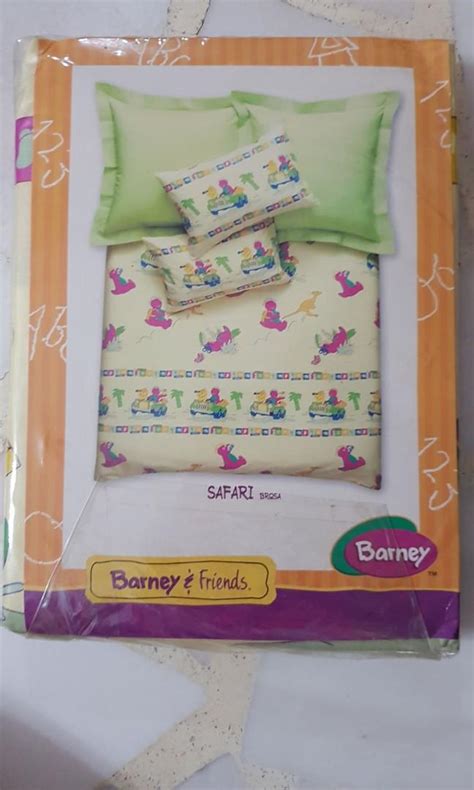 Barney design fitted Bedsheet set, Furniture, Beds & Mattresses on Carousell