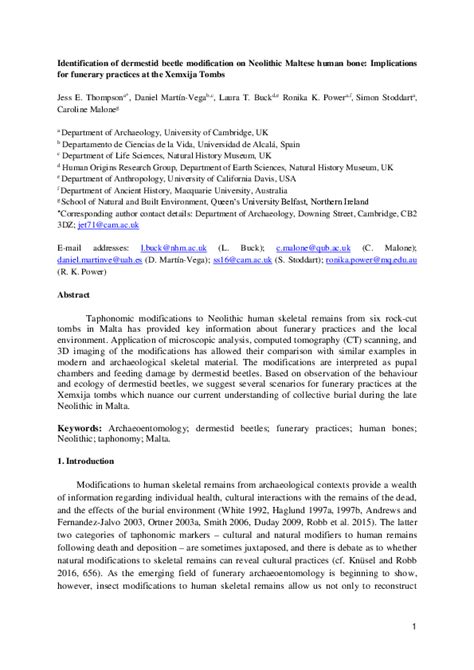 (PDF) Identification of dermestid beetle modification on Neolithic ...