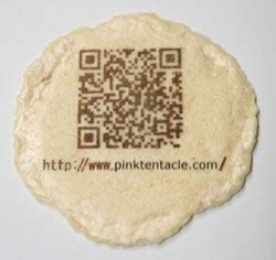 QR code on shrimp crackers ~ Pink Tentacle