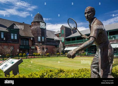 United States, Rhode Island, Newport, International Tennis Hall of Fame, statue of Frederick J ...