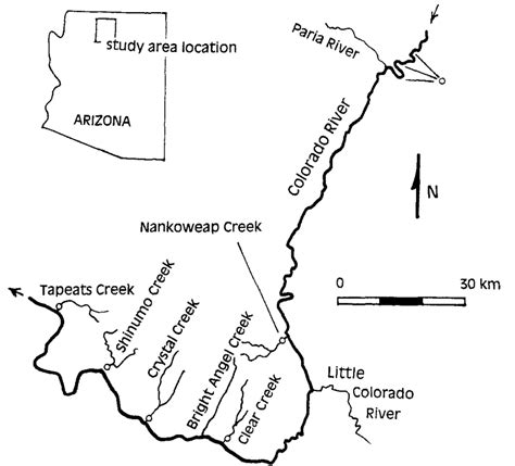 -Location map of Colorado River and tributaries, Grand Canyon National... | Download Scientific ...