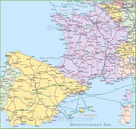 Map of Spain and France - Ontheworldmap.com