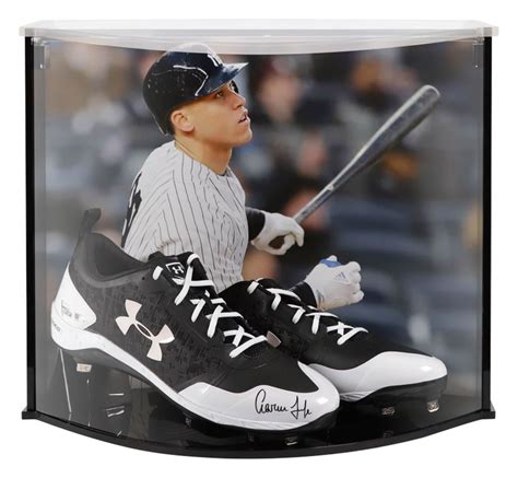 Aaron Judge Signed Under Armor Cleats with Custom Acrylic Curve Display ...