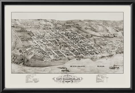 Cape Girardeau MO 1880 Restored Map | Vintage City Maps