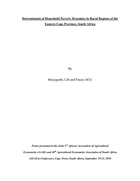 Determinants of Household Poverty Dynamics in Rural Regions of the ...