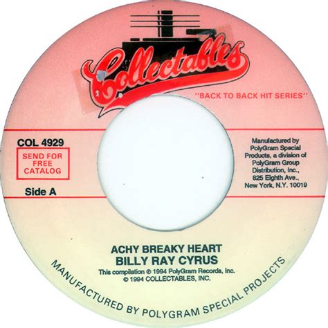 Billy Ray Cyrus - Achy Breaky Heart / Achy Breaky Heart (Live) (1994, Vinyl) | Discogs