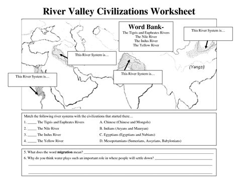 Four River Valley Civilizations Map - Ancient River Valley Civilizations Mapping Activity ...